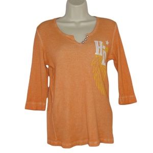 Harley-Davidson Women's 3/4 Sleeve Distress Graphic Shirt Top